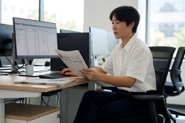 体育新闻编辑室内工作人员整理赛事数据与资讯稿件
